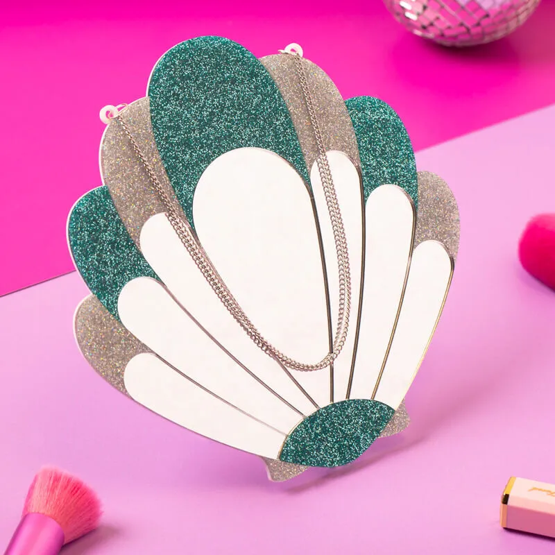 Glitter Scallop Shell Shaped Wall Mirror