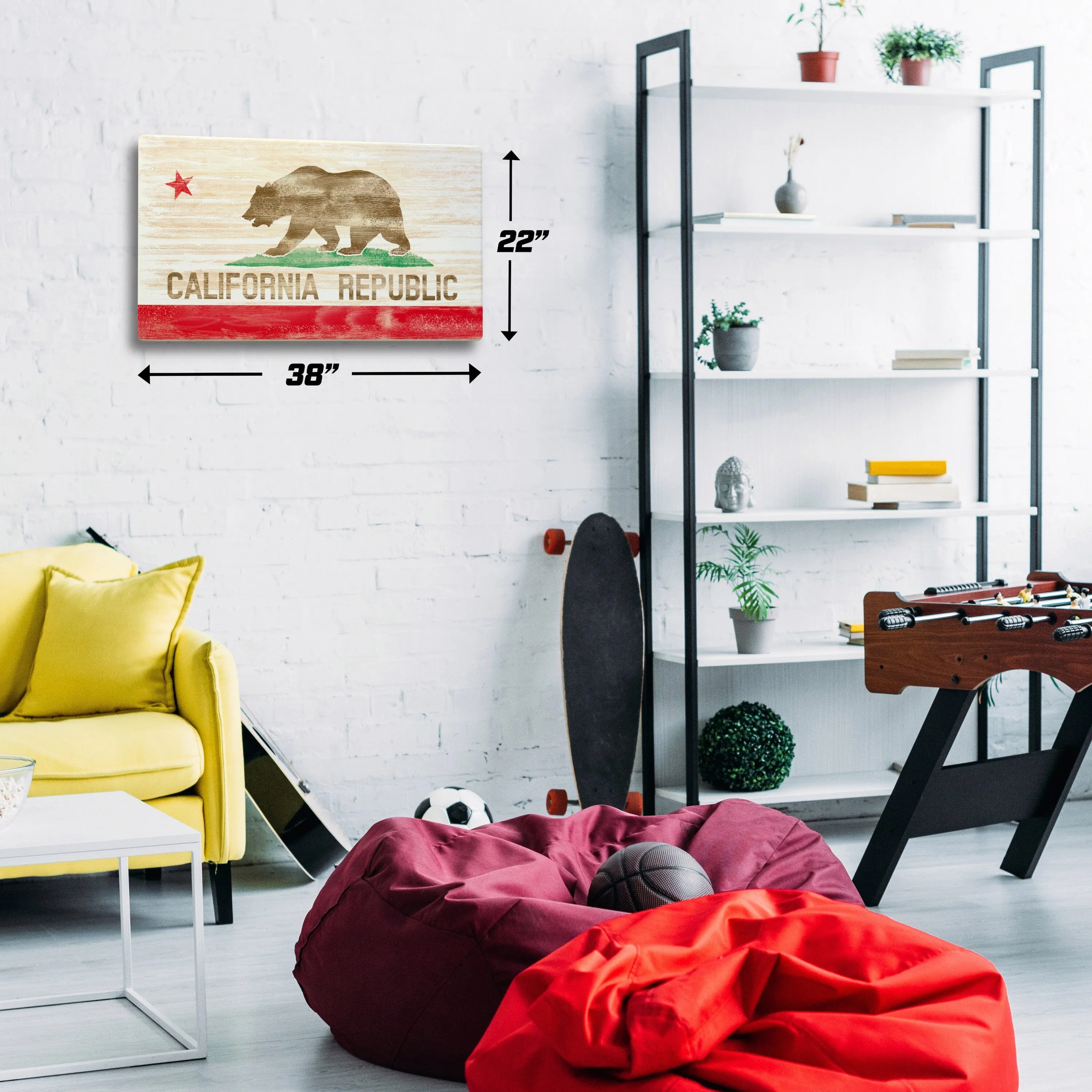 GoSports REAL GRAIN XL Wooden Wall Art - Wooden California Flag