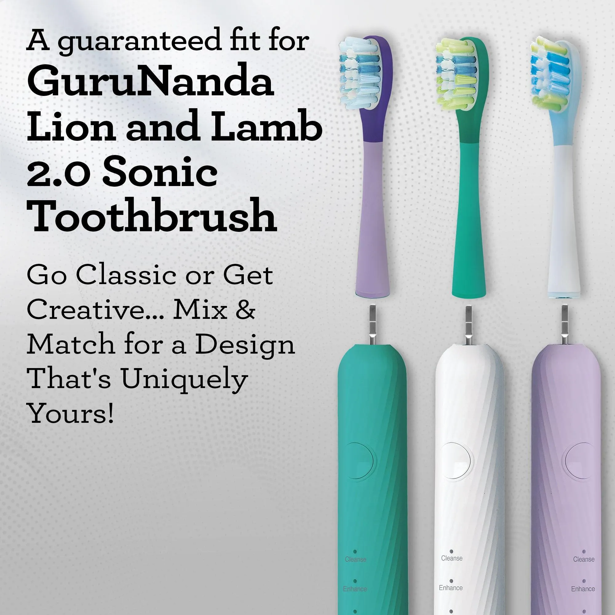 GuruNanda Lion & Lamb 2.0 Replacement Brush Head (Pack of 6) - White