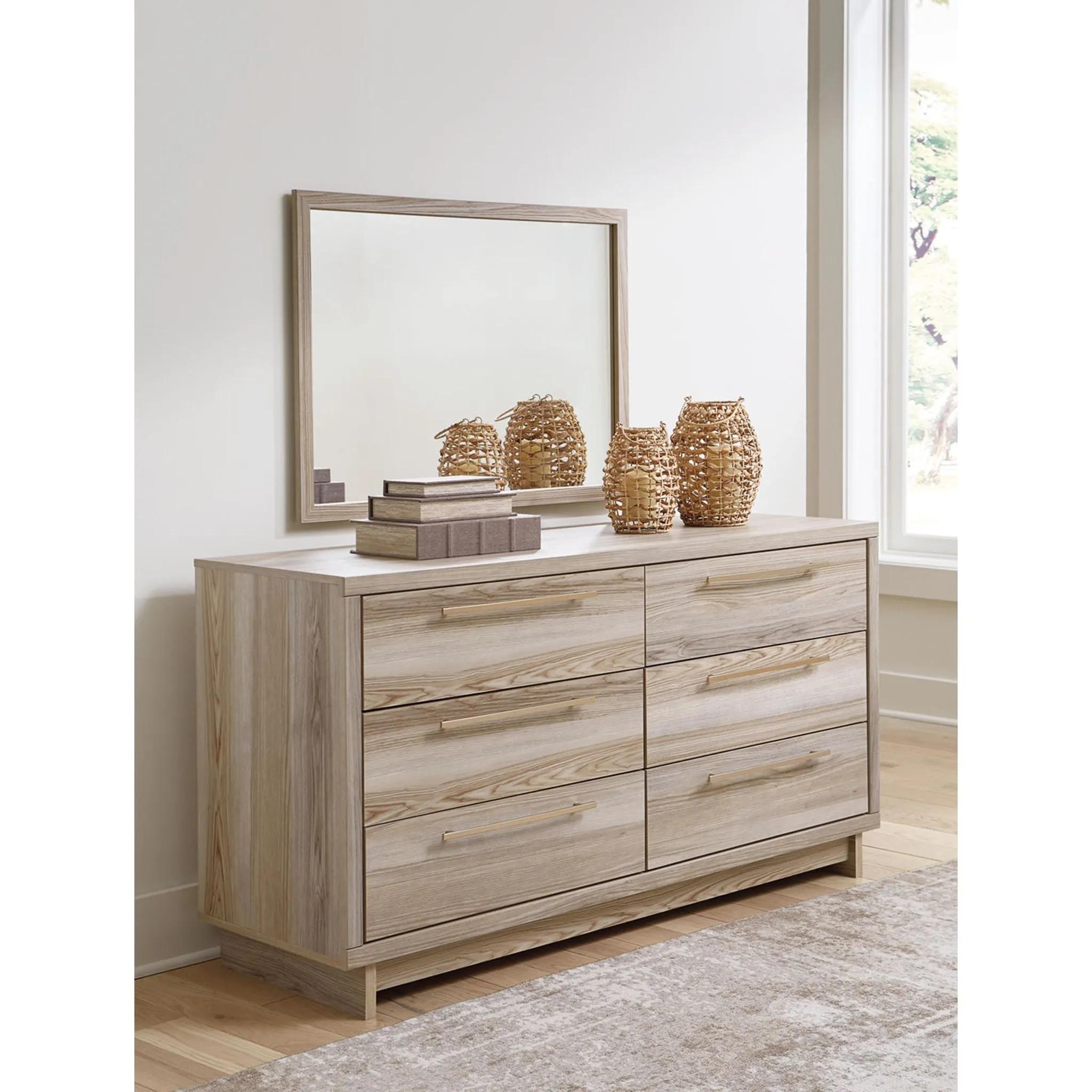 Hasbrick Dresser and Mirror - Tan