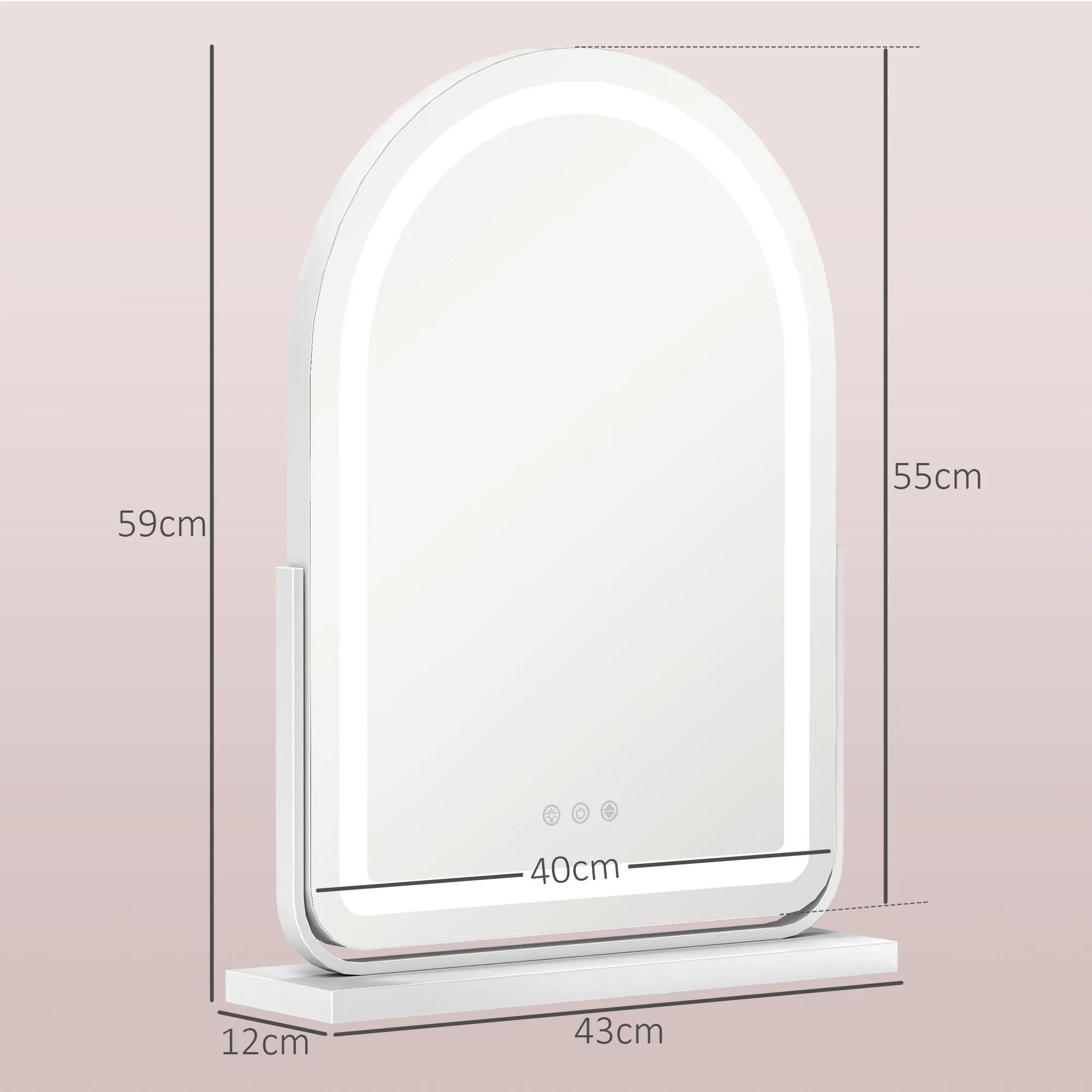 HOMCOM Vanity Mirror with Lights, 3 Colour, 360° Rotation, Touch Screen