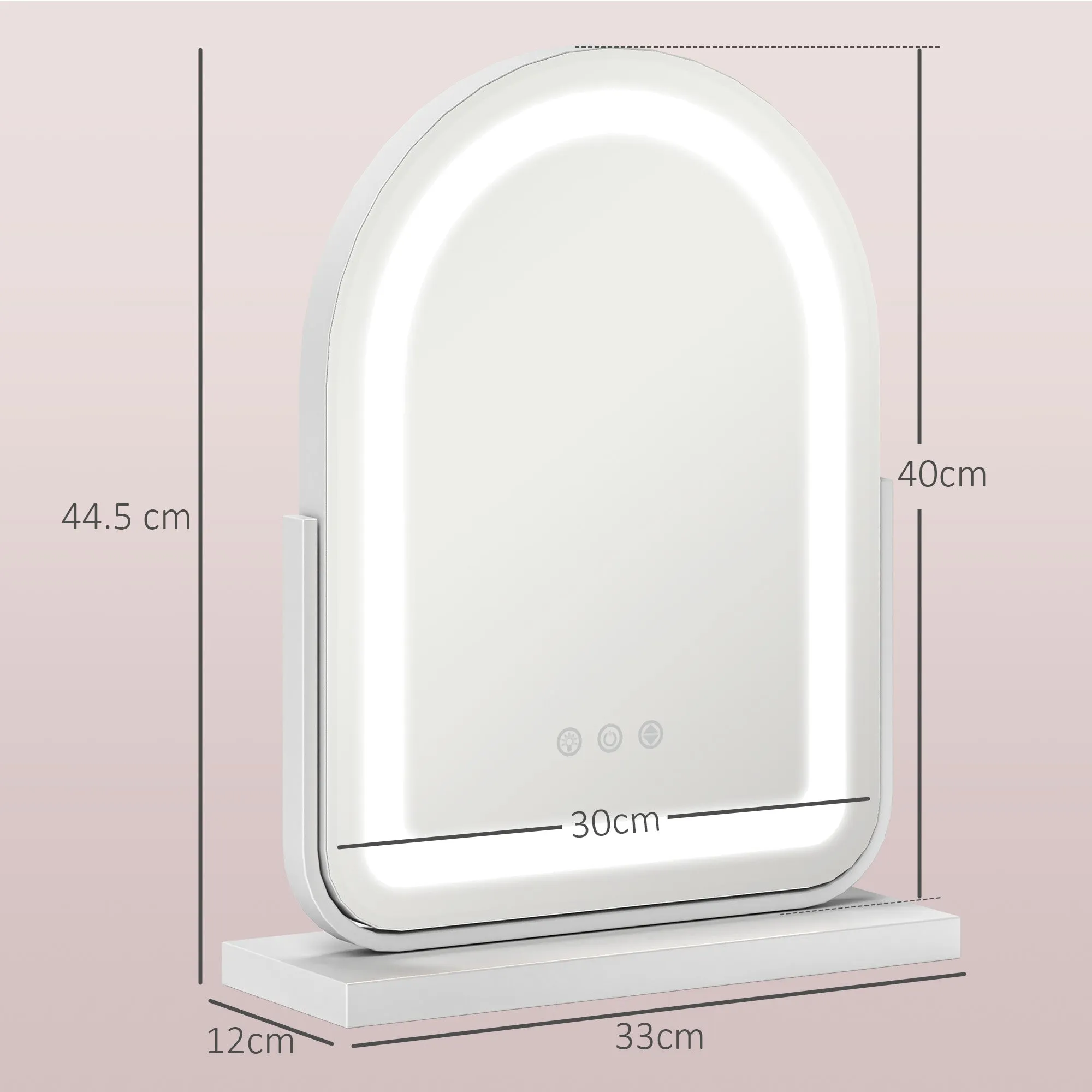 HOMCOM Vanity Mirror with Lights, 3 Colour, 360° Rotation, Touch Screen