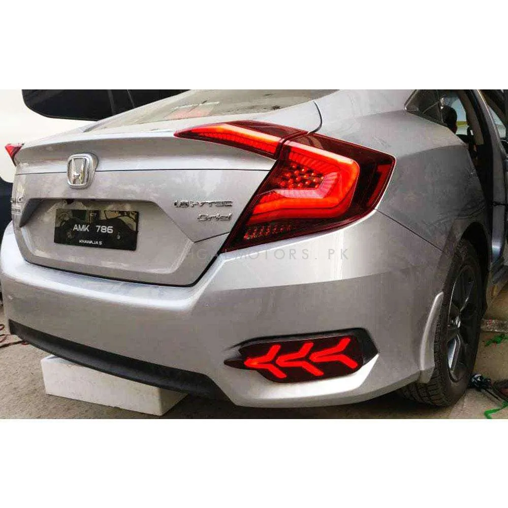 Honda Civic Snake Style Lava Back Lamps Light Red- Model 2016-2021