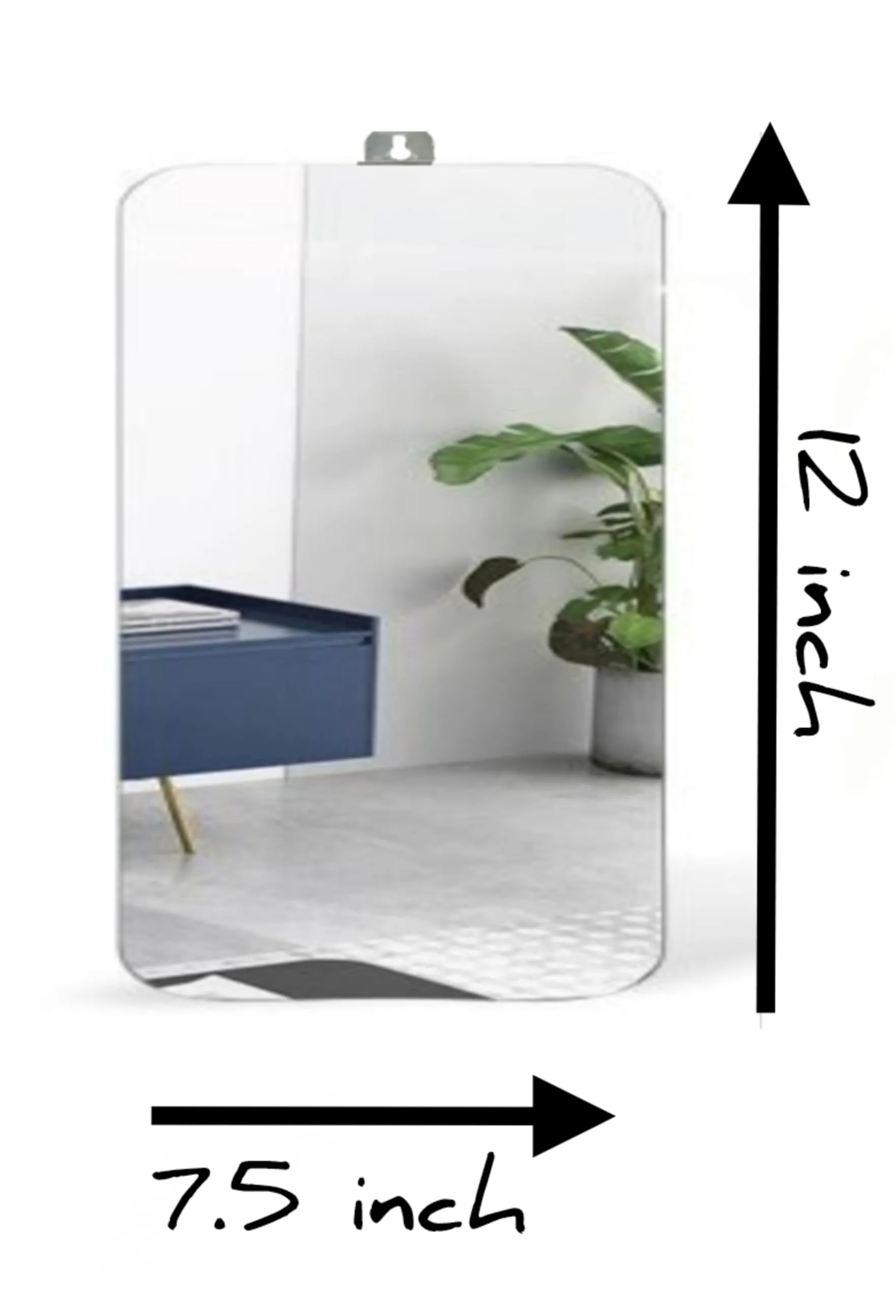 HOPE KART Framless Mirror Wall Hanging for Bathroom Bedroom Dressing Table Makeup Beauty Mirror Washbasin Livingroom, Rectangular, 12L X 7.5W Inch, 5mm Thick, Pack of 1
