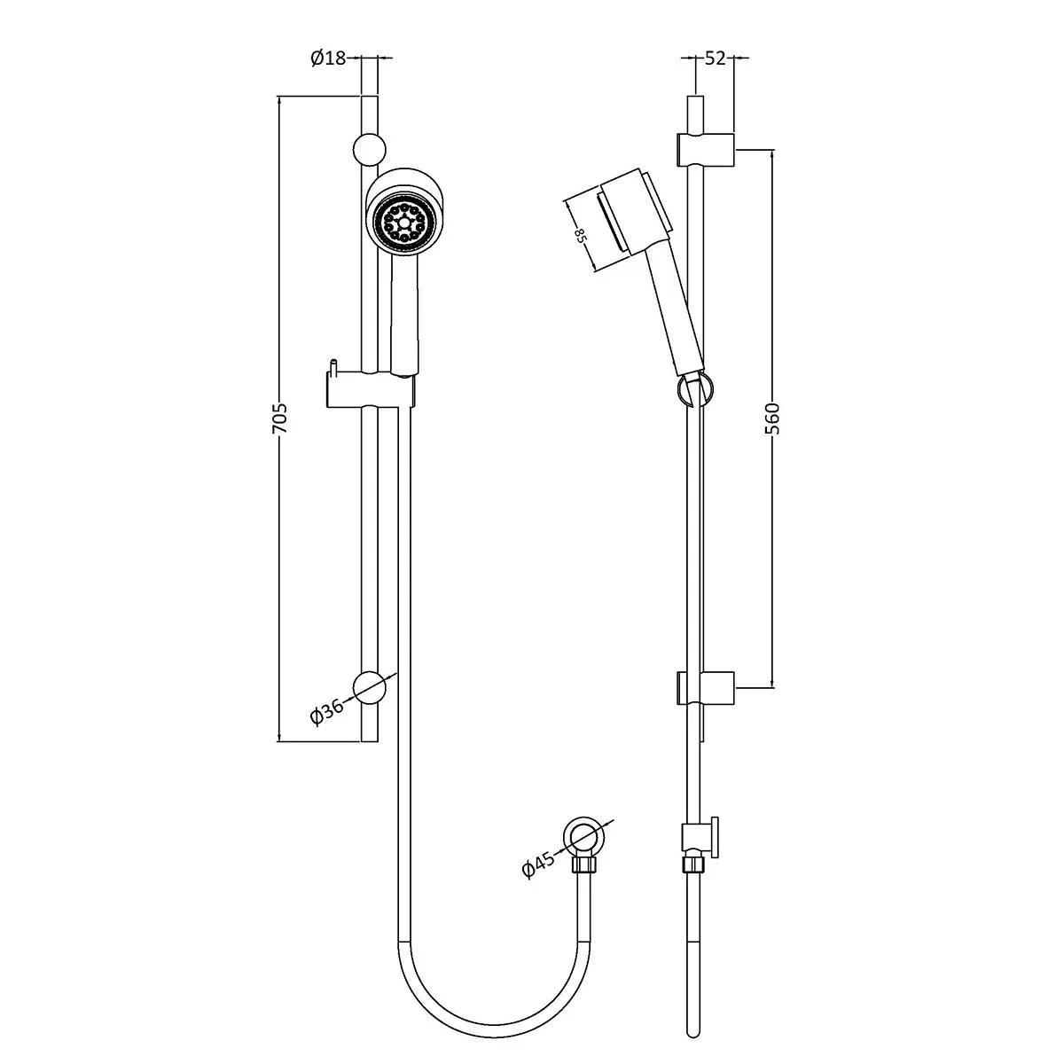 Hudson Reed Linear Slide Rail Kit in Chrome