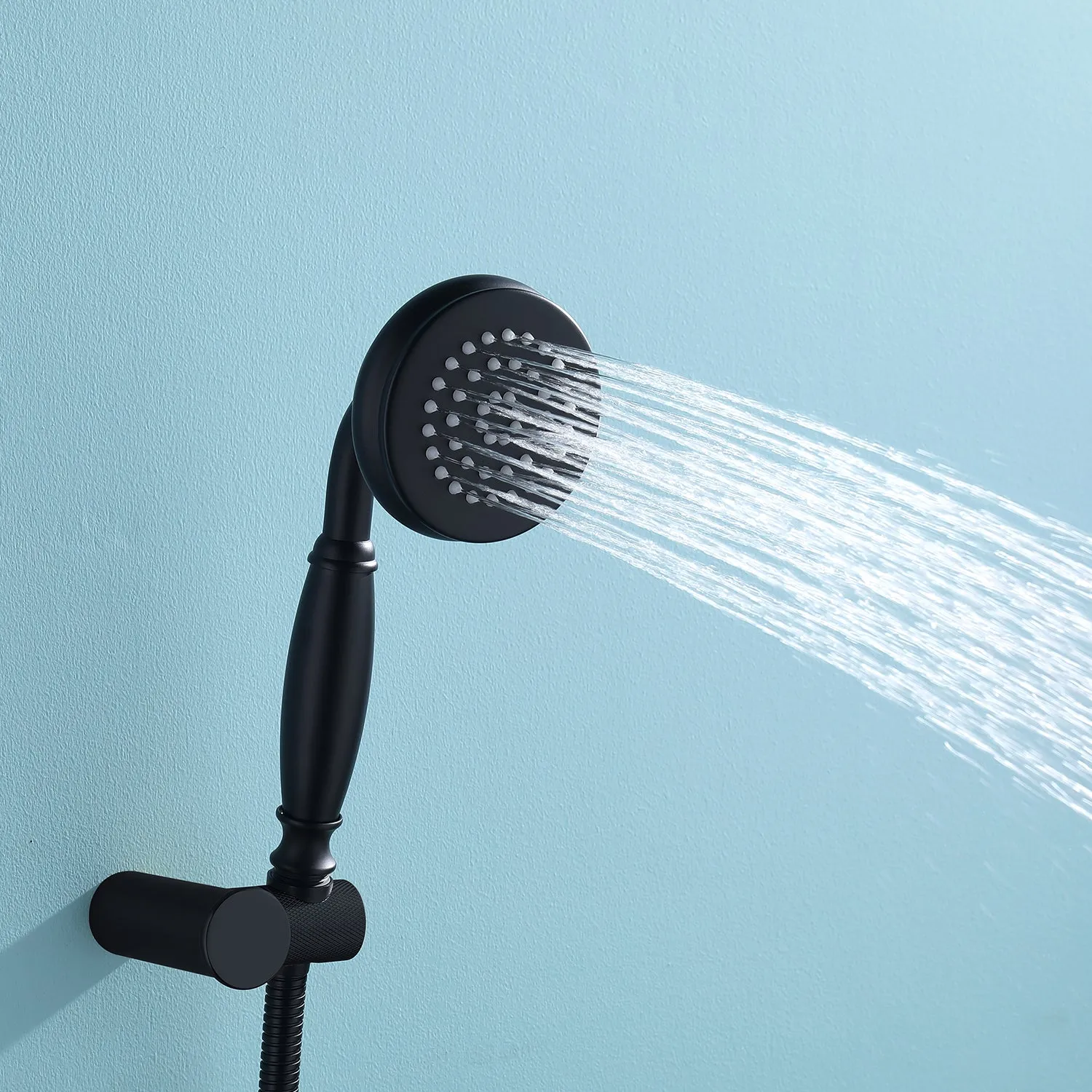 Industrial Style Wall Mount Shower System 2-function Matte Black RB1147