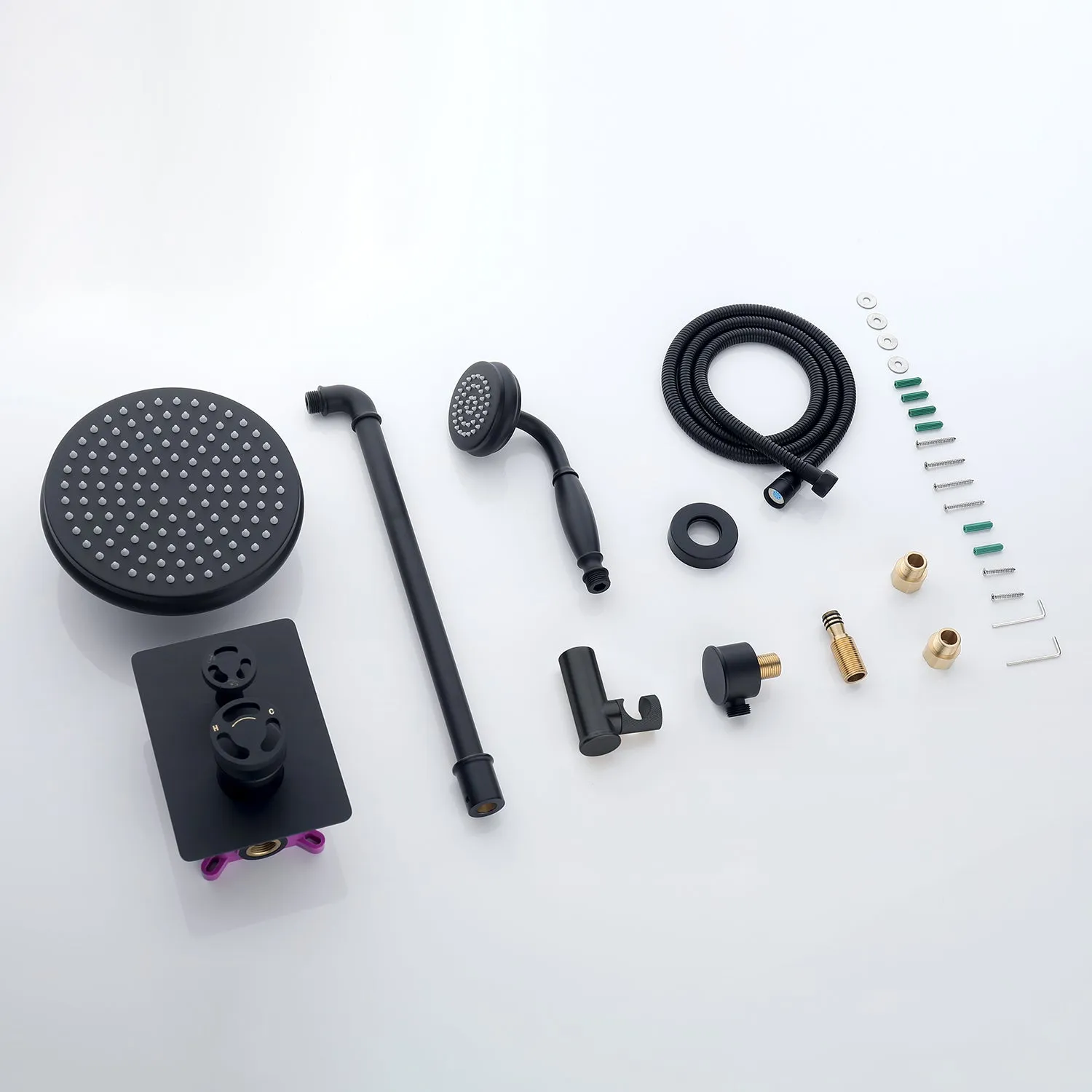 Industrial Style Wall Mount Shower System 2-function Matte Black RB1147
