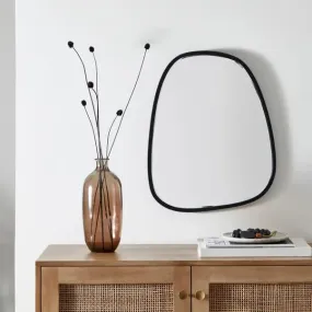Irregular Pebble Squoval Wall Mirror for Entrance and Hallways | Unique Shape Mirror with Bevelling 21 H x 18 W Inches (Black)