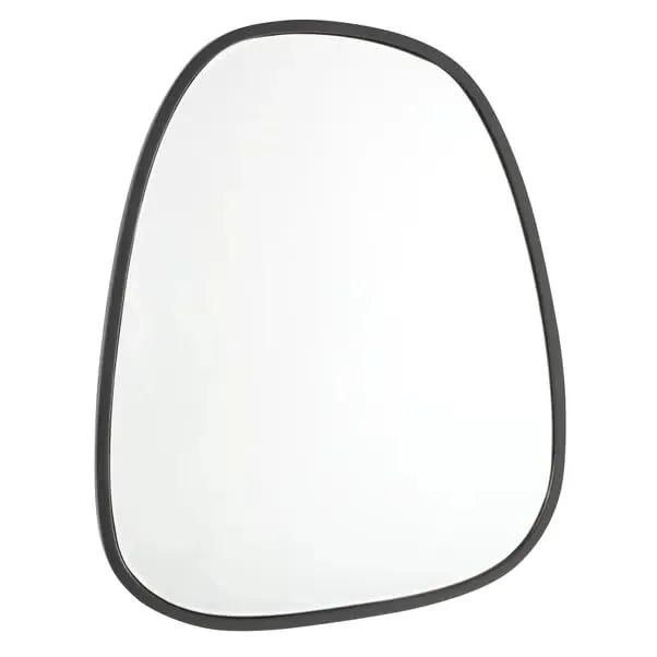 Irregular Pebble Squoval Wall Mirror for Entrance and Hallways | Unique Shape Mirror with Bevelling 21 H x 18 W Inches (Black)