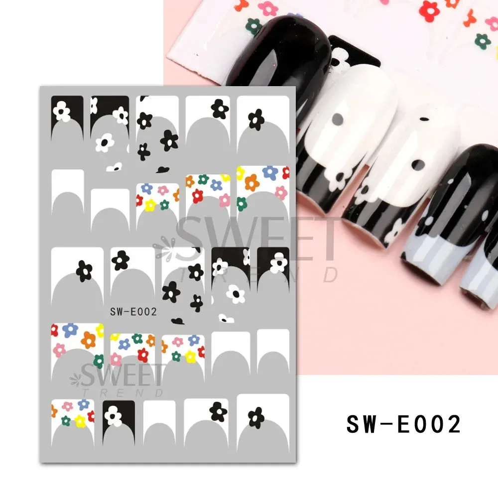Joskaa Metallic Silver Line Nail Manicure Stickers Metal Chrome Stripe Vine Flame Adhesive Decals Tape Swirl French Sliders Decor Foils