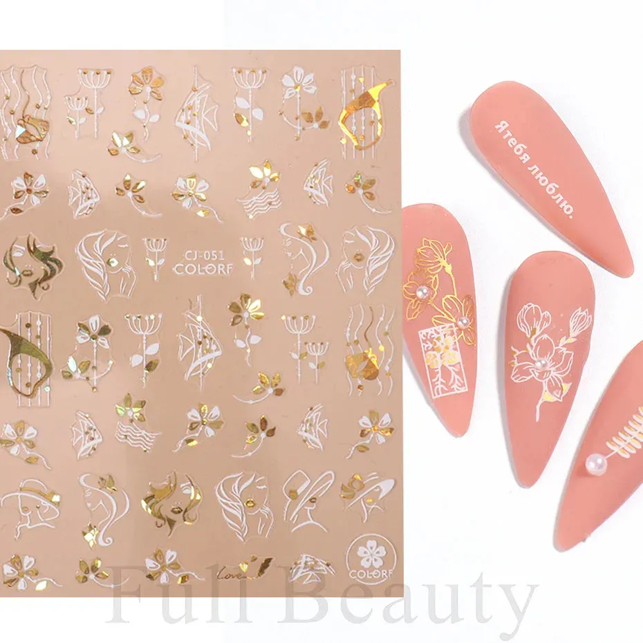 Joskaa Metallic Silver Line Nail Manicure Stickers Metal Chrome Stripe Vine Flame Adhesive Decals Tape Swirl French Sliders Decor Foils