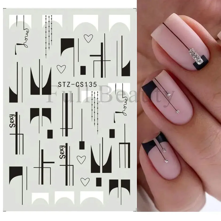 Joskaa Metallic Silver Line Nail Manicure Stickers Metal Chrome Stripe Vine Flame Adhesive Decals Tape Swirl French Sliders Decor Foils