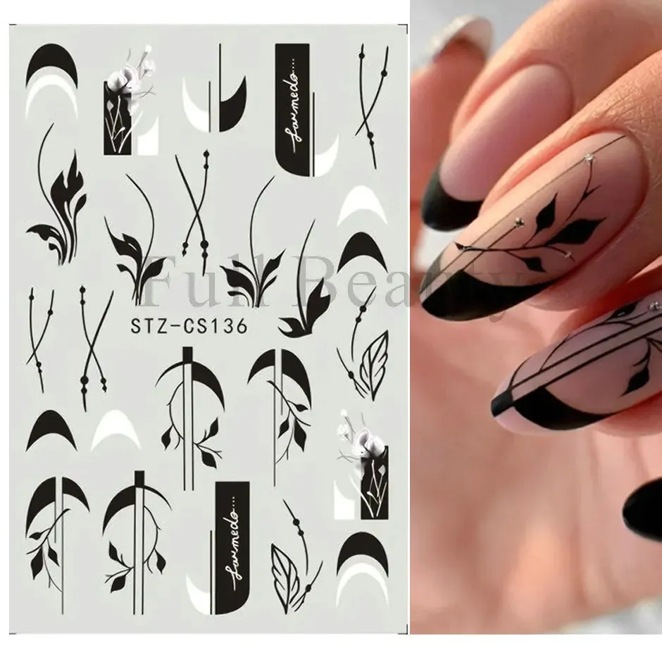 Joskaa Metallic Silver Line Nail Manicure Stickers Metal Chrome Stripe Vine Flame Adhesive Decals Tape Swirl French Sliders Decor Foils