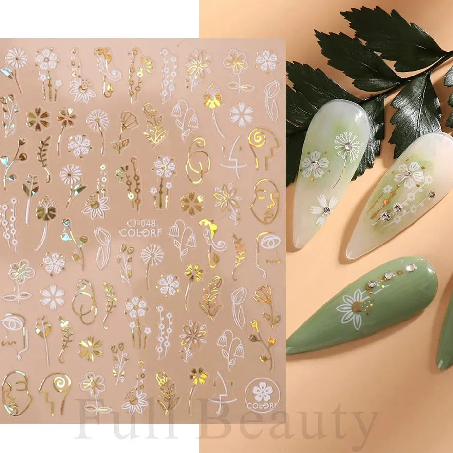 Joskaa Metallic Silver Line Nail Manicure Stickers Metal Chrome Stripe Vine Flame Adhesive Decals Tape Swirl French Sliders Decor Foils