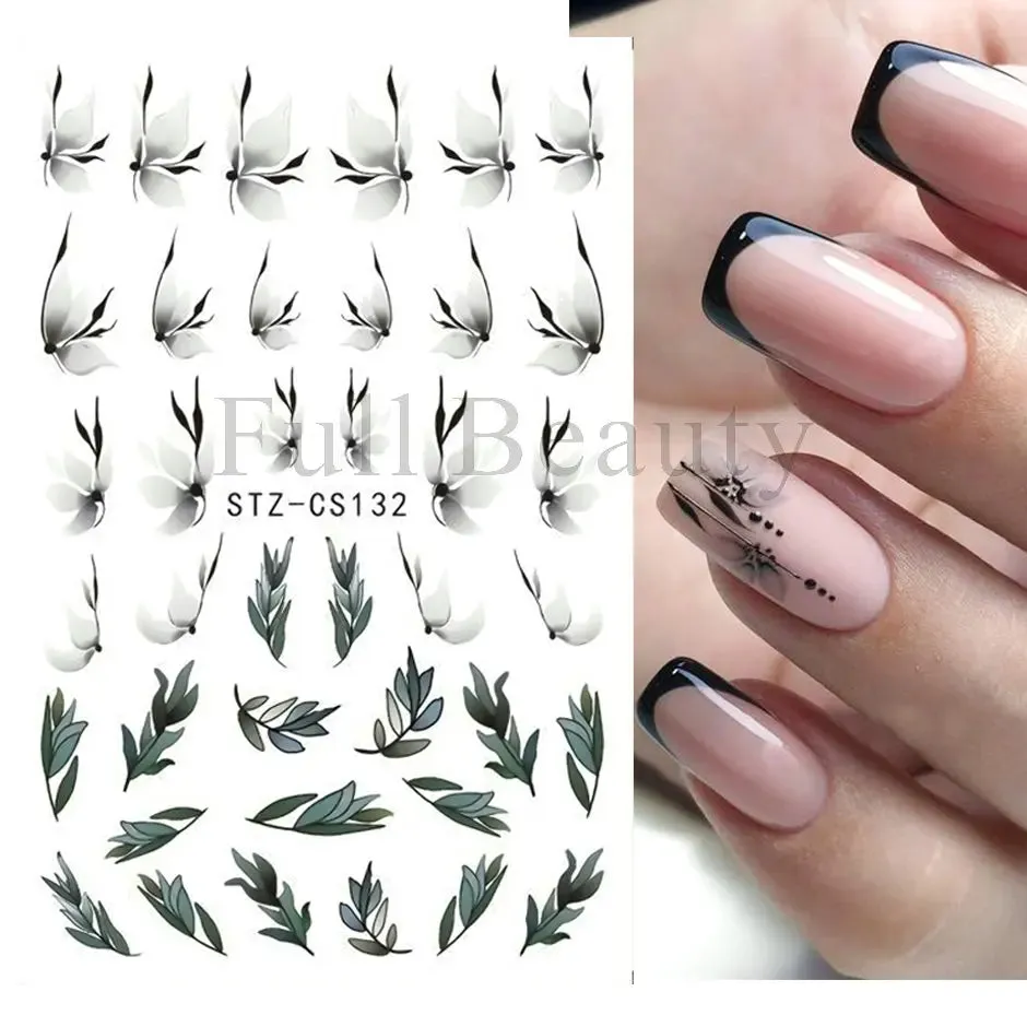Joskaa Metallic Silver Line Nail Manicure Stickers Metal Chrome Stripe Vine Flame Adhesive Decals Tape Swirl French Sliders Decor Foils