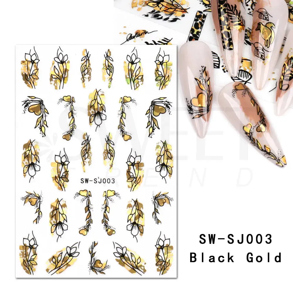 Joskaa Metallic Silver Line Nail Manicure Stickers Metal Chrome Stripe Vine Flame Adhesive Decals Tape Swirl French Sliders Decor Foils