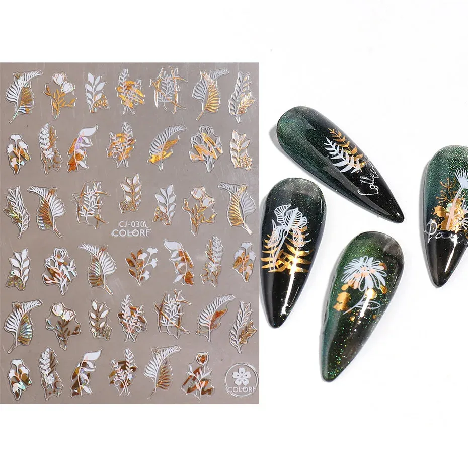 Joskaa Metallic Silver Line Nail Manicure Stickers Metal Chrome Stripe Vine Flame Adhesive Decals Tape Swirl French Sliders Decor Foils