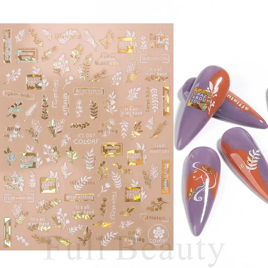 Joskaa Metallic Silver Line Nail Manicure Stickers Metal Chrome Stripe Vine Flame Adhesive Decals Tape Swirl French Sliders Decor Foils