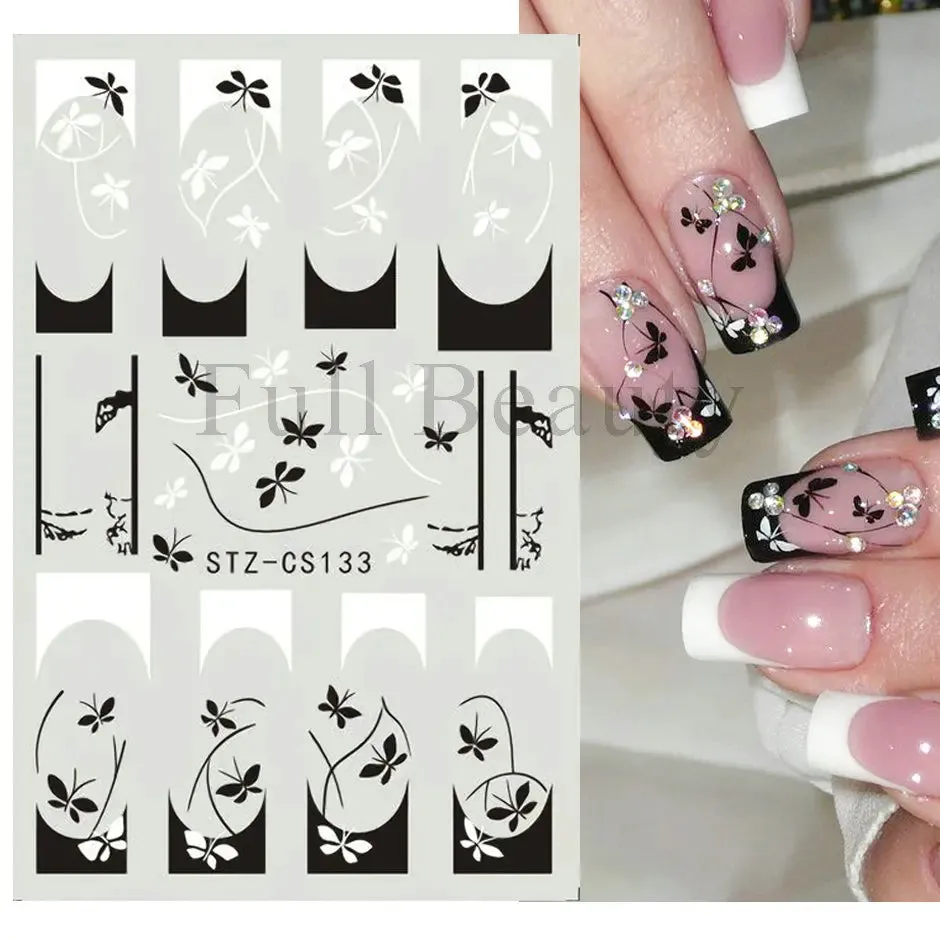 Joskaa Metallic Silver Line Nail Manicure Stickers Metal Chrome Stripe Vine Flame Adhesive Decals Tape Swirl French Sliders Decor Foils