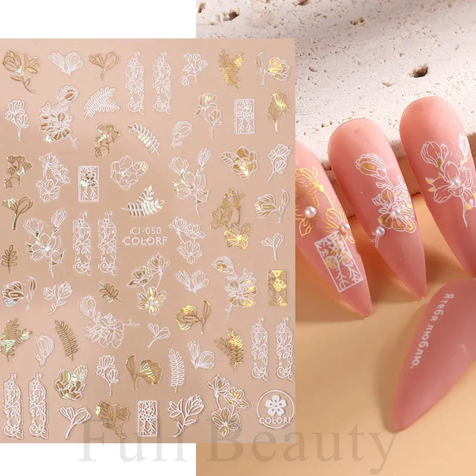 Joskaa Metallic Silver Line Nail Manicure Stickers Metal Chrome Stripe Vine Flame Adhesive Decals Tape Swirl French Sliders Decor Foils