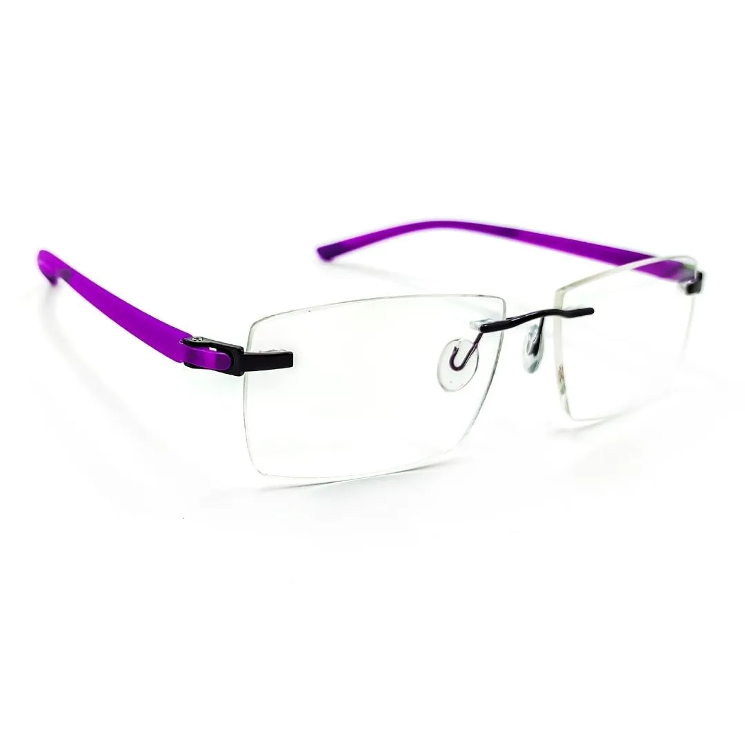 Jubleelens® Rectangular Purple Rimless Frame For Unisex