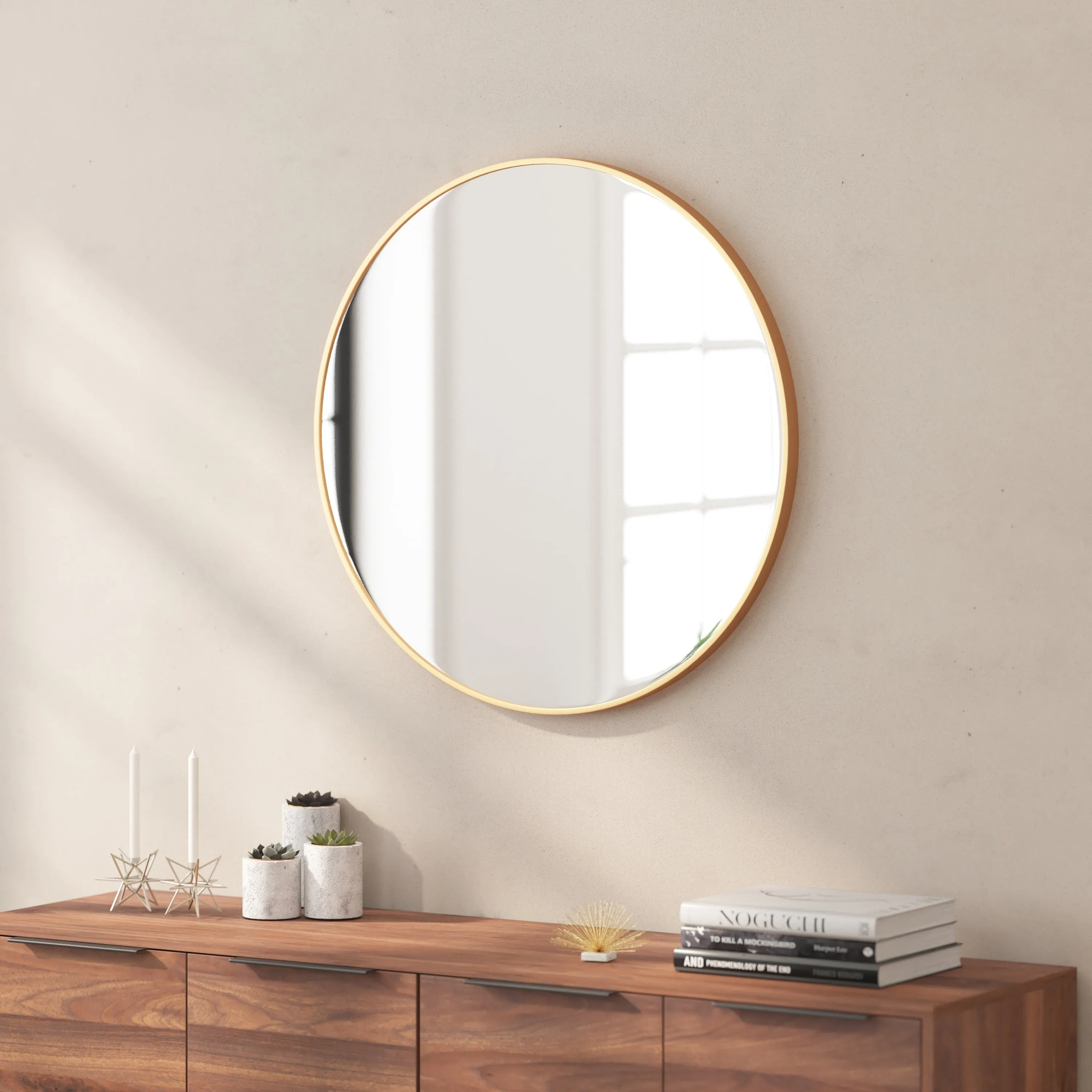 Julianne Round Metal Framed Wall Mirror