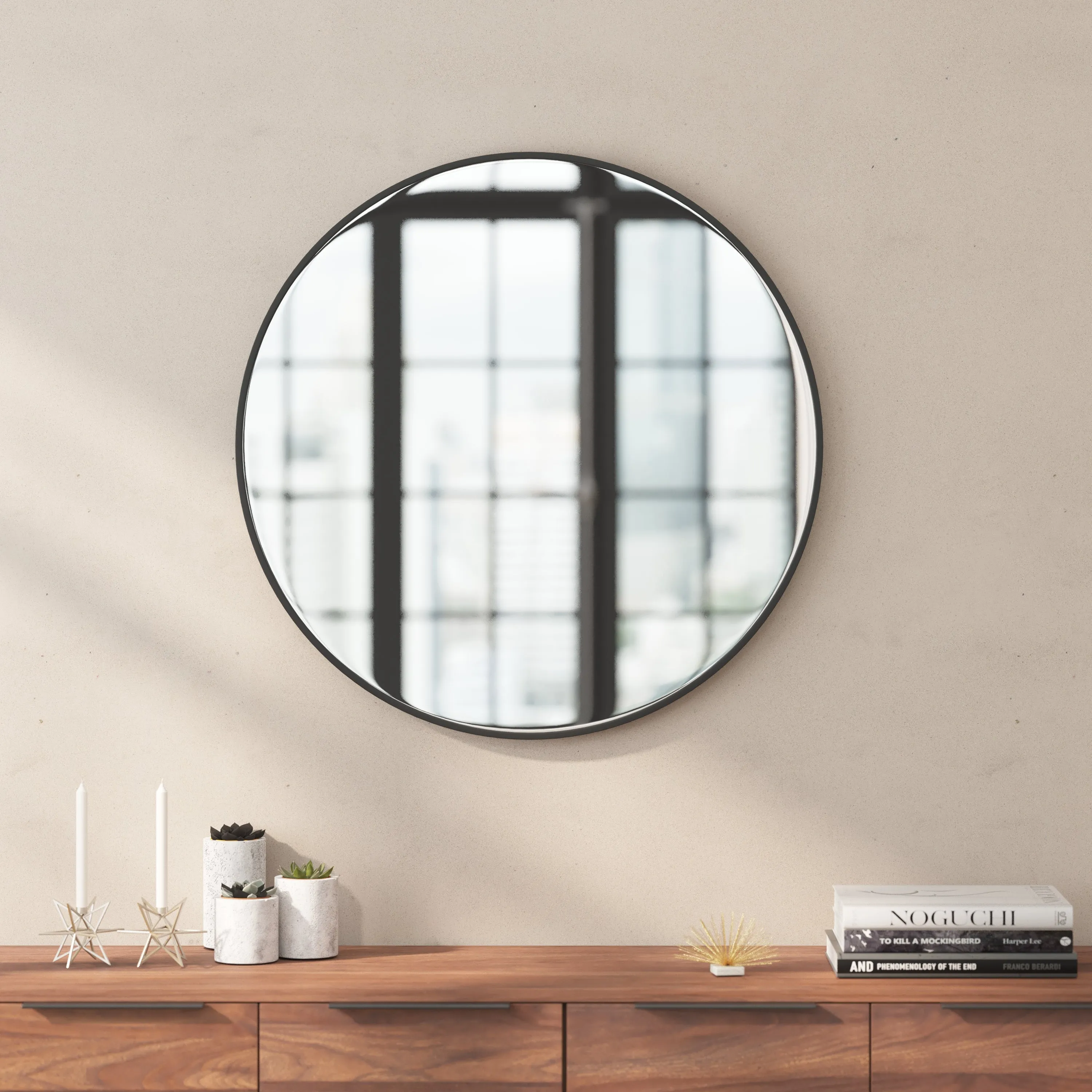 Julianne Round Metal Framed Wall Mirror