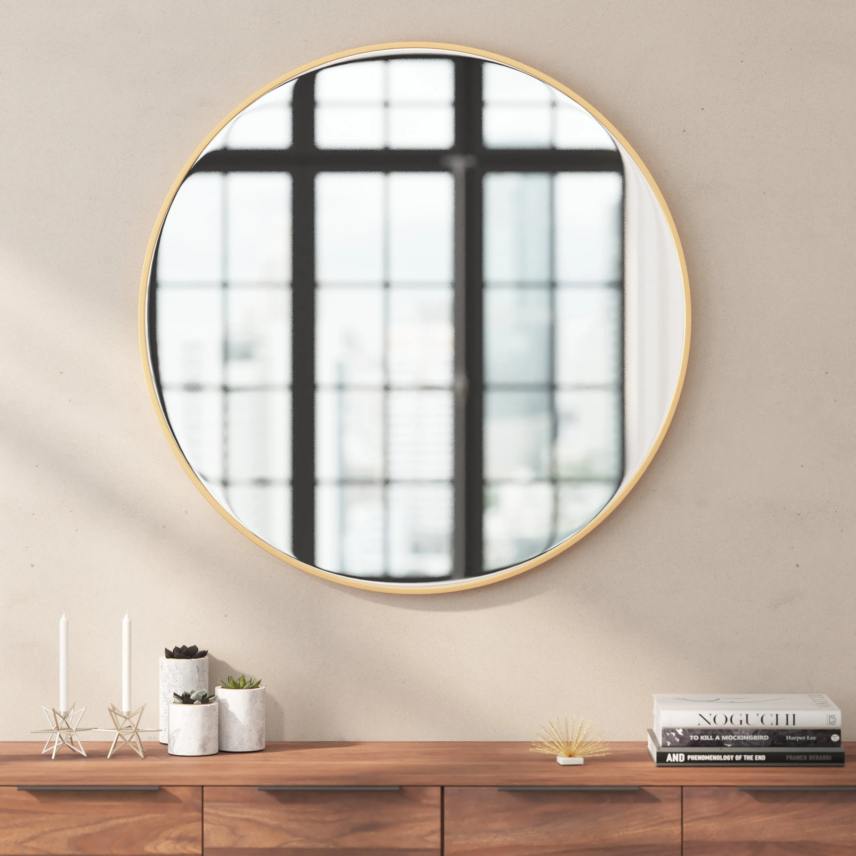 Julianne Round Metal Framed Wall Mirror