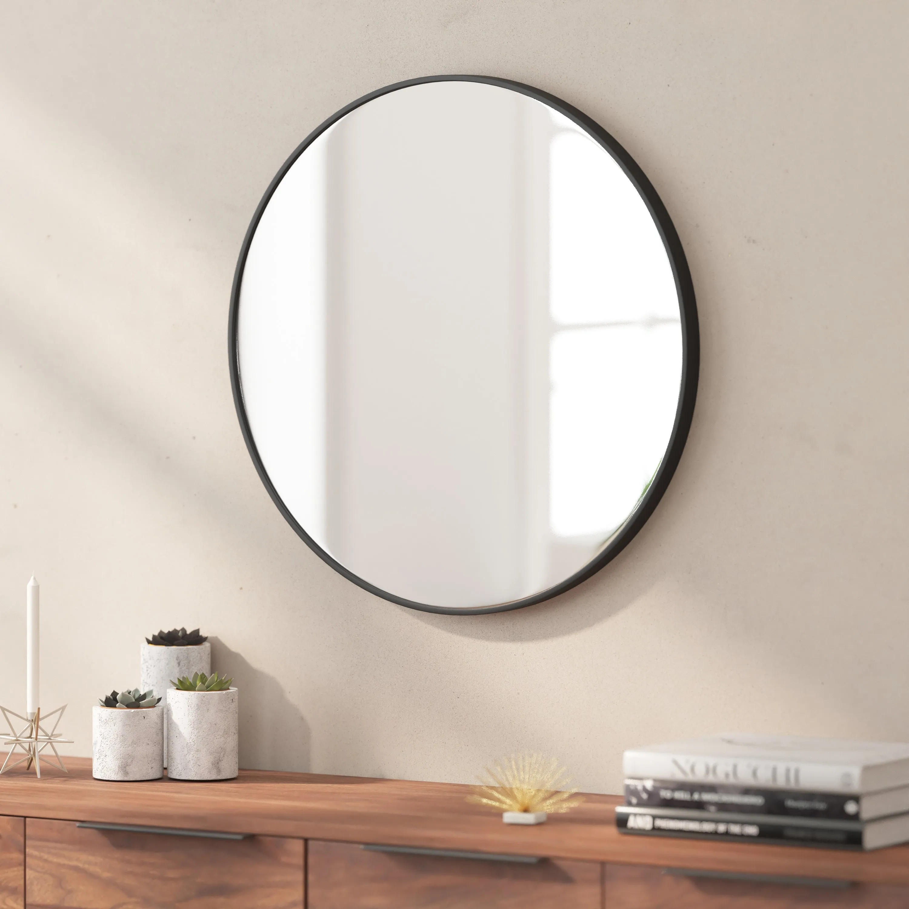 Julianne Round Metal Framed Wall Mirror