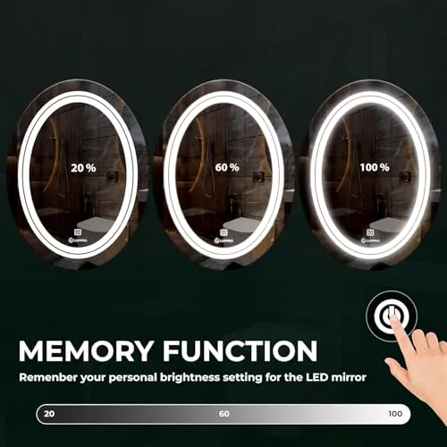 KAMAL INTERIORS Oval Wall Mounting Mirror with Light |Bathroom Mirror,Venity Mirror,Smart Mirror | LED Mirror 3 Tone (Cool White, Natural White, Warm White)