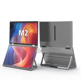 KEFEYA M2 Foldable Monitor Laptop Screen Extender, 15.6" Folding Triple Portable Monitor for Laptop, 1080P FHD IPS Display Triple Monitor for Laptop with Windows MacOS, One Cable/340° Rotation/VESA Mountable/Ergo Design