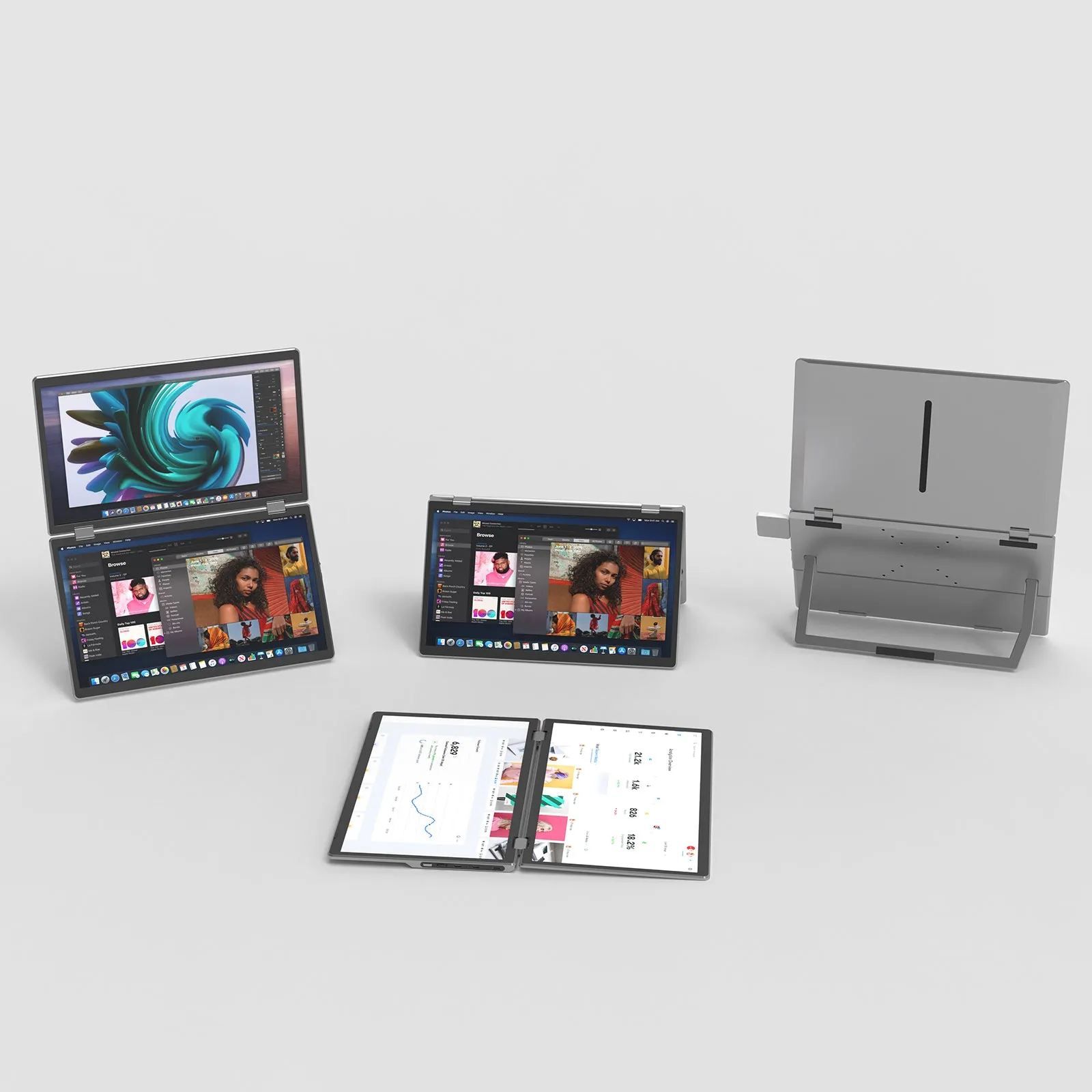 KEFEYA M2 Foldable Monitor Laptop Screen Extender, 15.6" Folding Triple Portable Monitor for Laptop, 1080P FHD IPS Display Triple Monitor for Laptop with Windows MacOS, One Cable/340° Rotation/VESA Mountable/Ergo Design