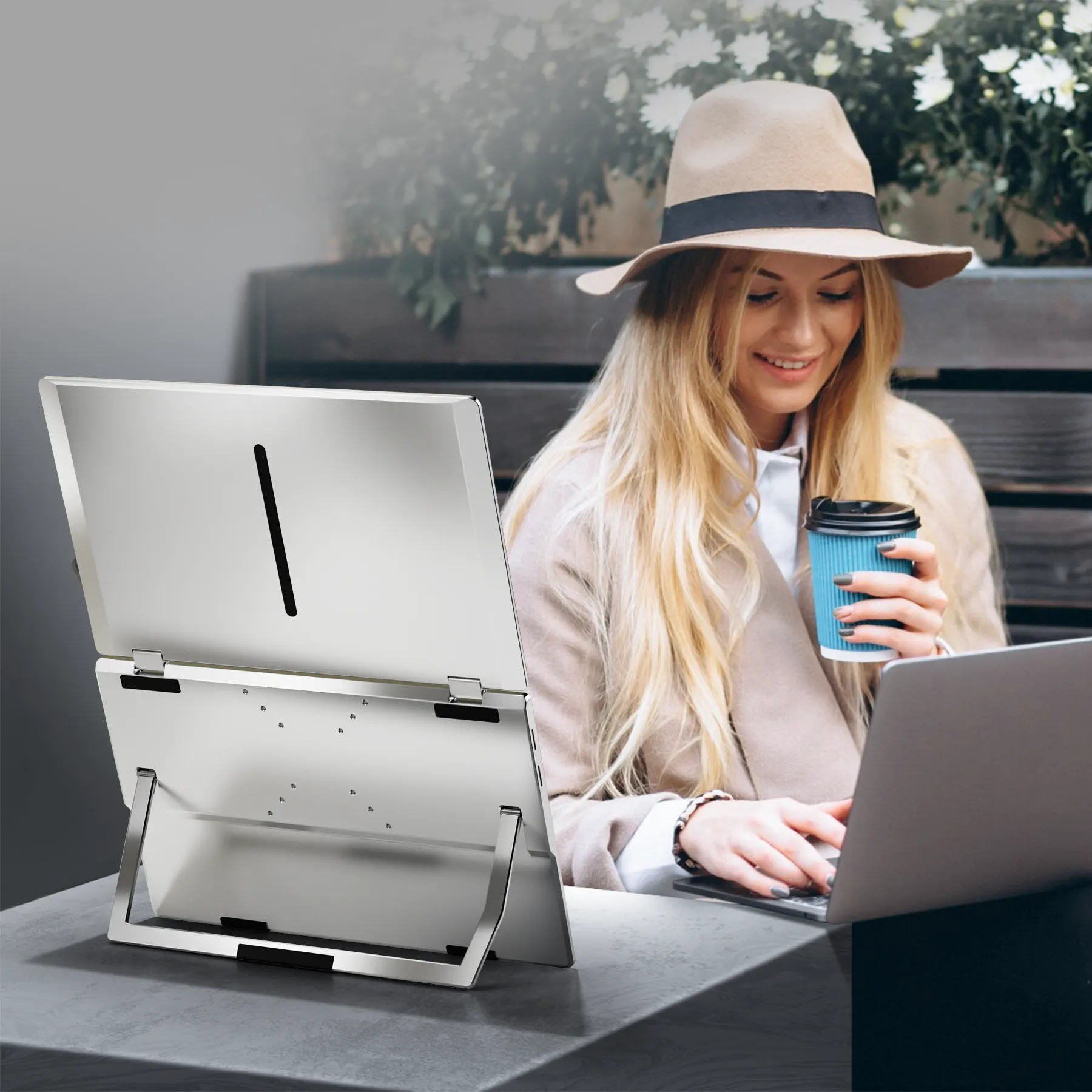 KEFEYA M2 Foldable Monitor Laptop Screen Extender, 15.6" Folding Triple Portable Monitor for Laptop, 1080P FHD IPS Display Triple Monitor for Laptop with Windows MacOS, One Cable/340° Rotation/VESA Mountable/Ergo Design