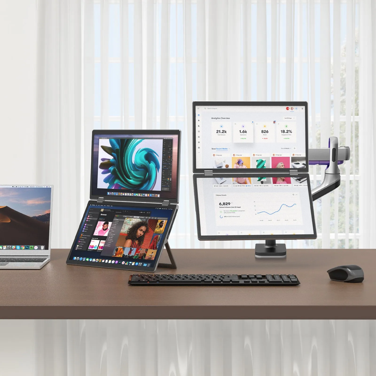 KEFEYA M2 Foldable Monitor Laptop Screen Extender, 15.6" Folding Triple Portable Monitor for Laptop, 1080P FHD IPS Display Triple Monitor for Laptop with Windows MacOS, One Cable/340° Rotation/VESA Mountable/Ergo Design