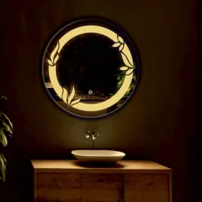 Khushi Decors LED Mirror Glass for Bathroom Wall - Decorative Home Decor Mirror for Bedroom, Living Room, Drawing Room, Hall, Makeup Room and Wash Basin (Size - 24x24 Inch Round HD1)