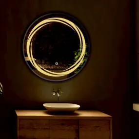 Khushi Decors LED Mirror Glass for Bathroom Wall - Decorative Home Decor Mirror for Bedroom, Living Room, Drawing Room, Hall, Makeup Room and Wash Basin (Size - 24x24 Inch Round HD3)
