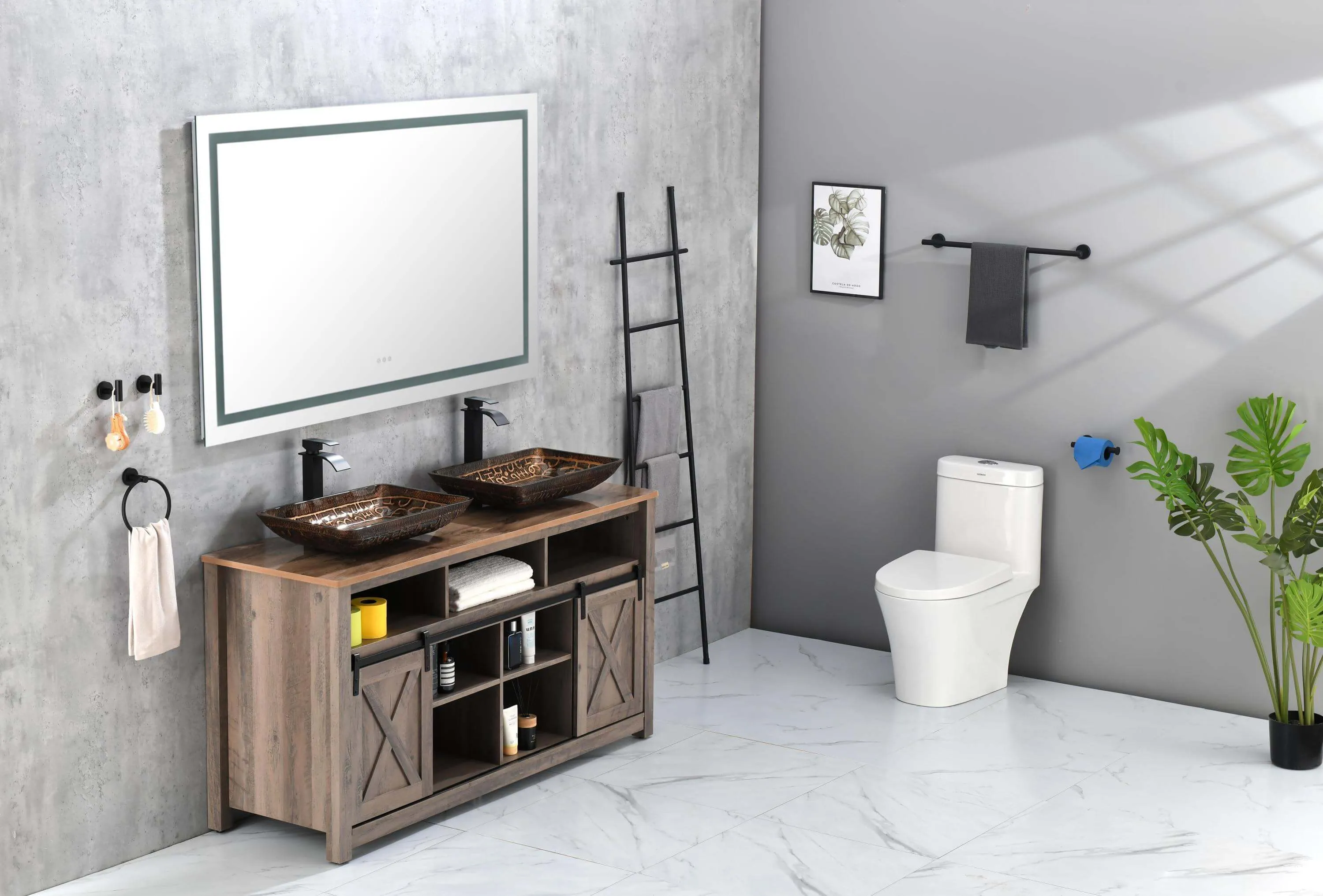 LED Bathroom Vanity Mirror 72x30 | Smart 3-Color Lighting