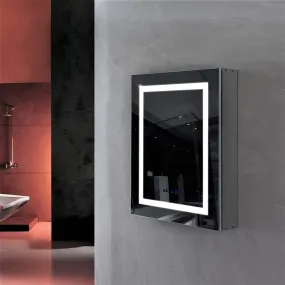 LED illuminated Anti-Fog 3X Zoom Makeup Mirror Medicine Cabinet Single Door with Power Outlet and Touch