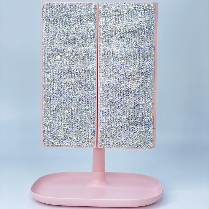 LED Light Makeup Mirror with Seat, Detachable and Foldable Double-pen with Light Two In One High Looking