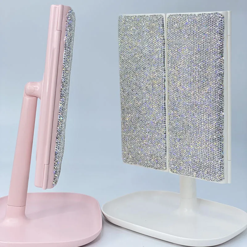 LED Light Makeup Mirror with Seat, Detachable and Foldable Double-pen with Light Two In One High Looking