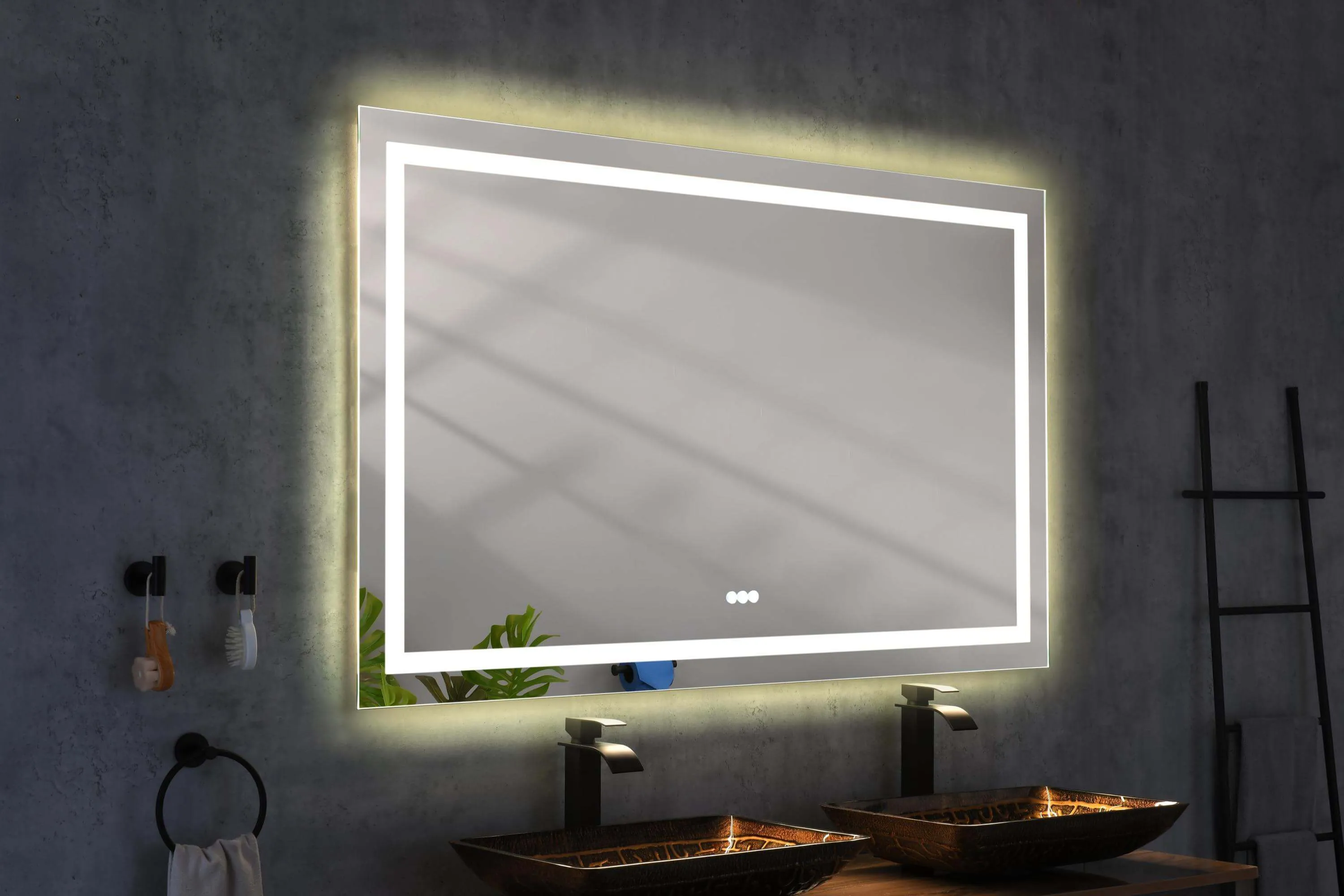 LED Lighted 84x48 Mirror - Anti-Fog & High Lumen Controls