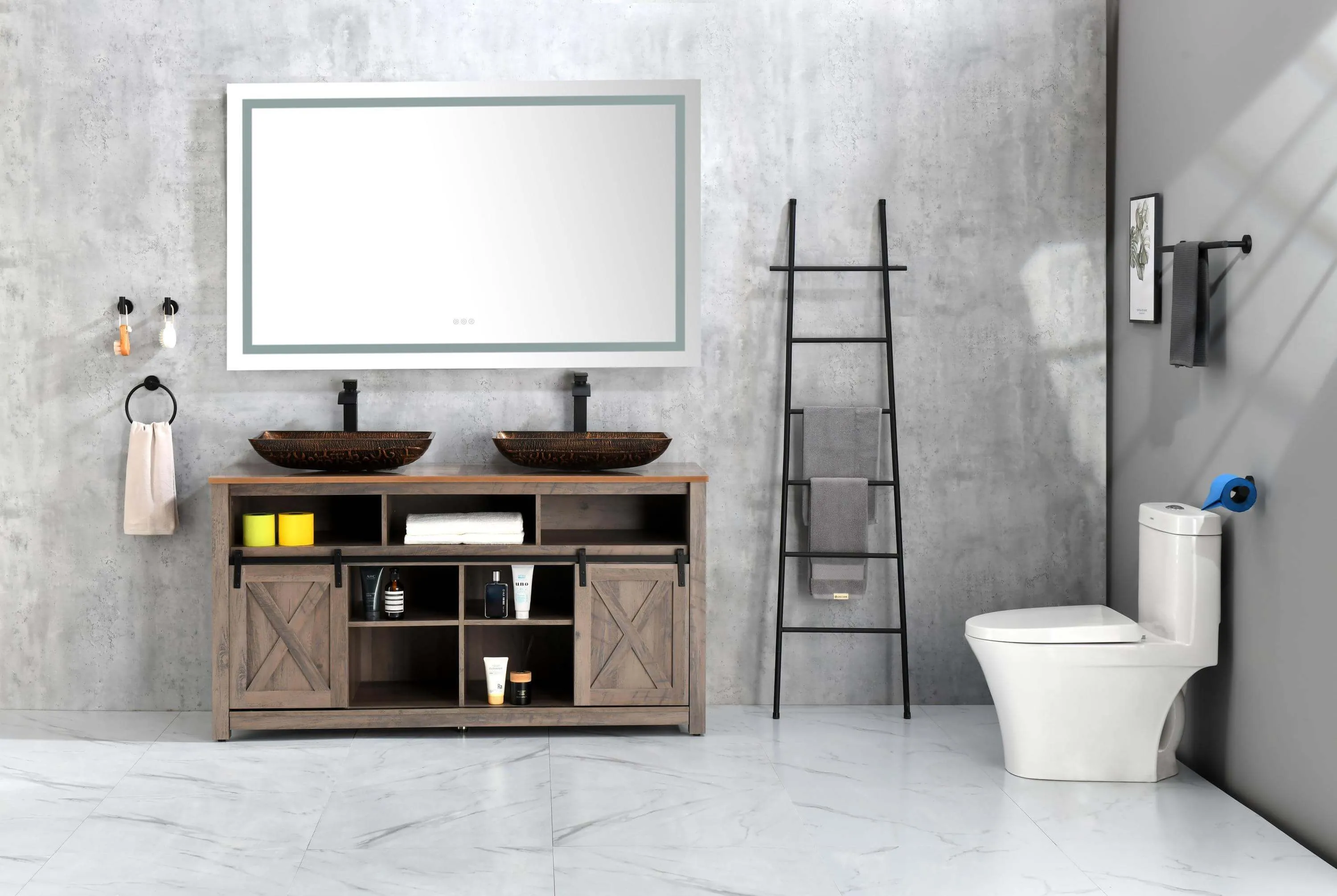 LED Lighted 84x48 Mirror - Anti-Fog & High Lumen Controls