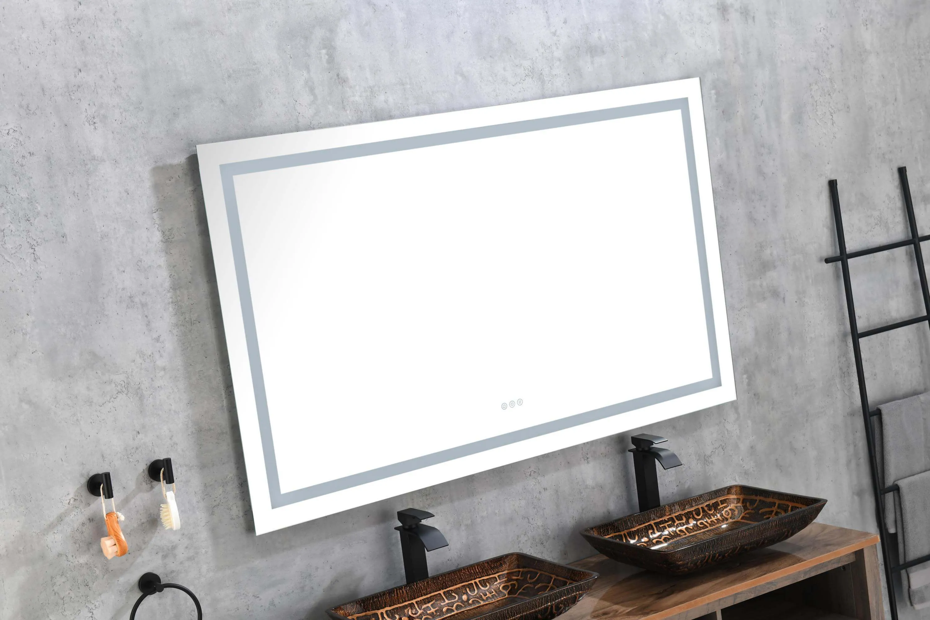 LED Lighted 84x48 Mirror - Anti-Fog & High Lumen Controls