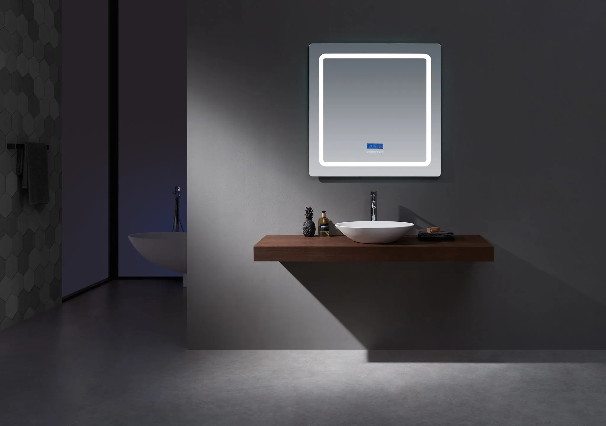 Lexora Caldona 36" Wide x 32" Tall LED Mirror w/ Defogger