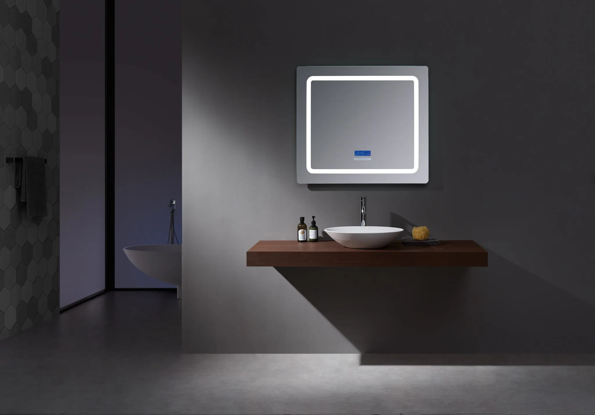 Lexora Caldona 36" Wide x 36" Tall LED Mirror w/ Defogger