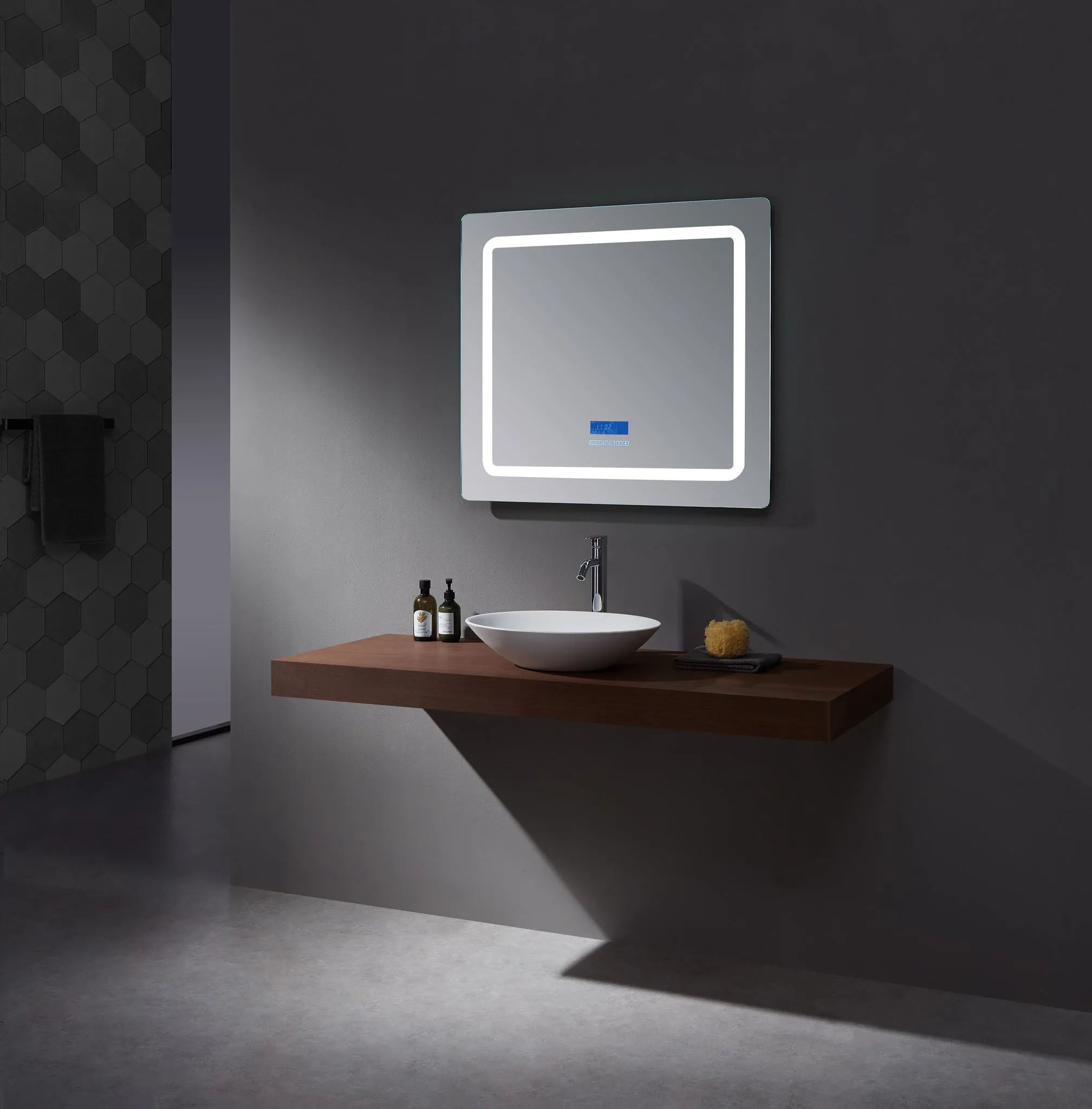 Lexora Caldona 36" Wide x 36" Tall LED Mirror w/ Defogger
