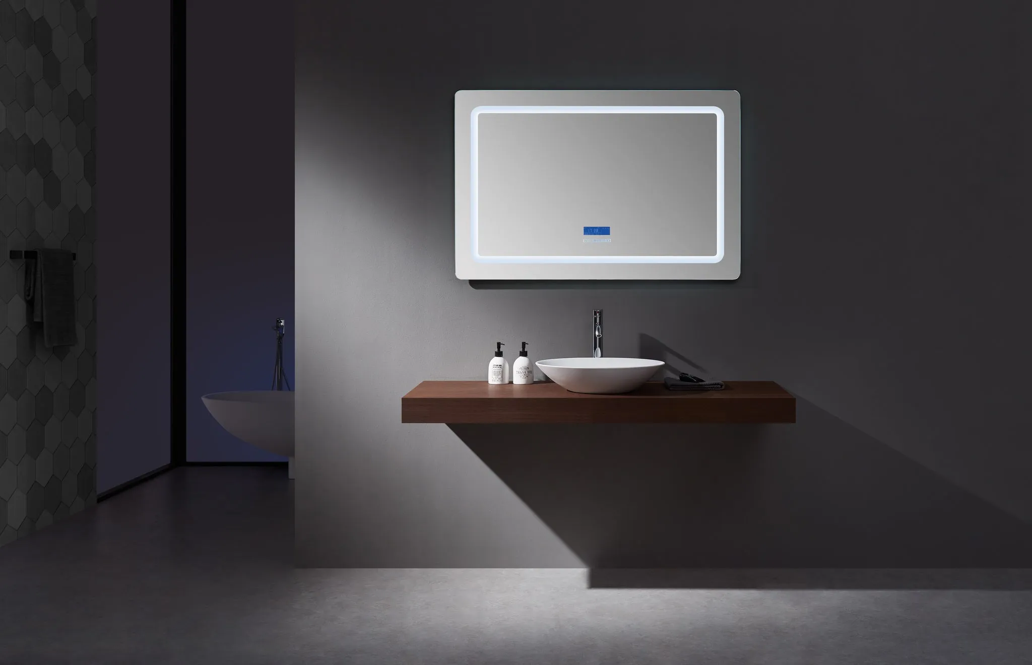 Lexora Caldona 48" Wide x 32" Tall LED Mirror w/ Defogger