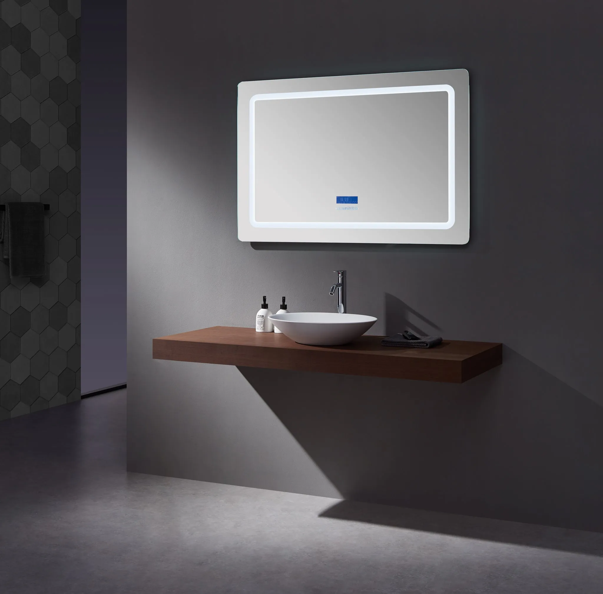 Lexora Caldona 48" Wide x 32" Tall LED Mirror w/ Defogger
