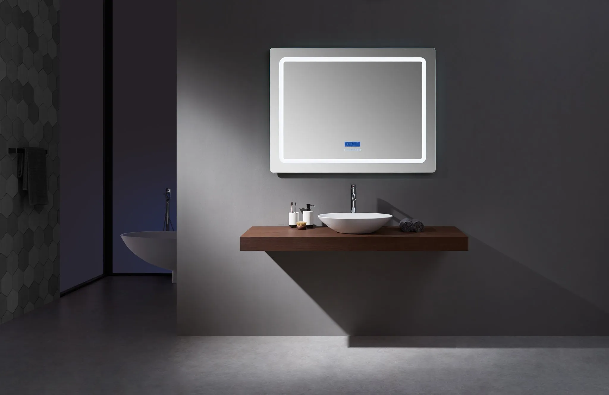 Lexora Caldona 48" Wide x 36" Tall LED Mirror w/ Defogger