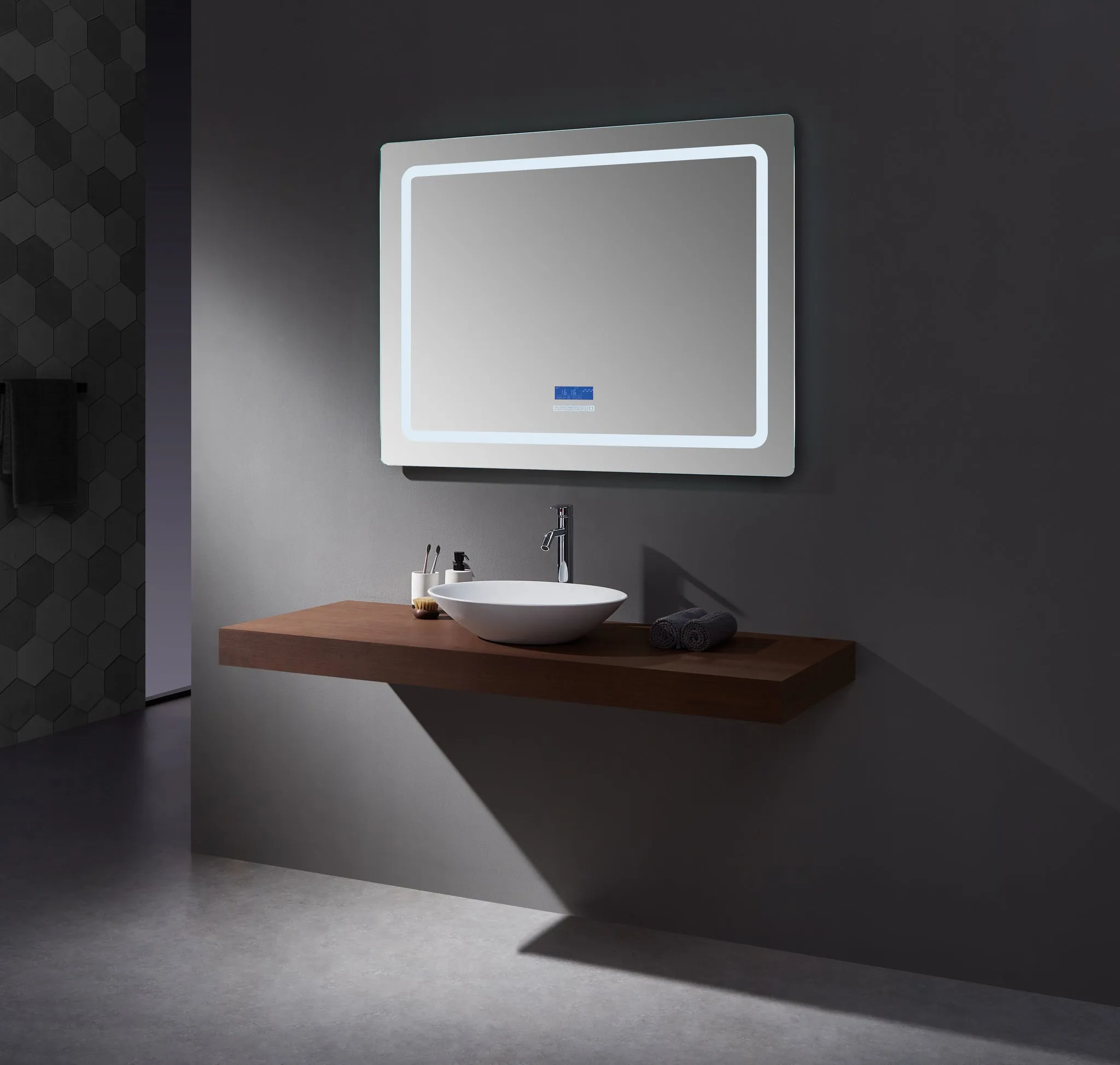 Lexora Caldona 48" Wide x 36" Tall LED Mirror w/ Defogger